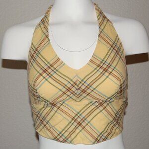 NWOT Abercrombie & Fitch, Yellow Plaid Tieback Halter Top, Women Size S
